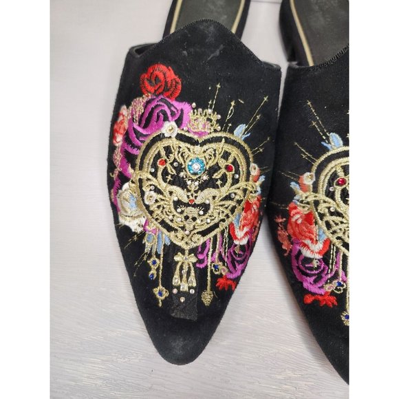 Camilla Franks sz 39 Slipper Shoe Slip on Mules Suede Embellished Embroidered - Picture 3 of 8